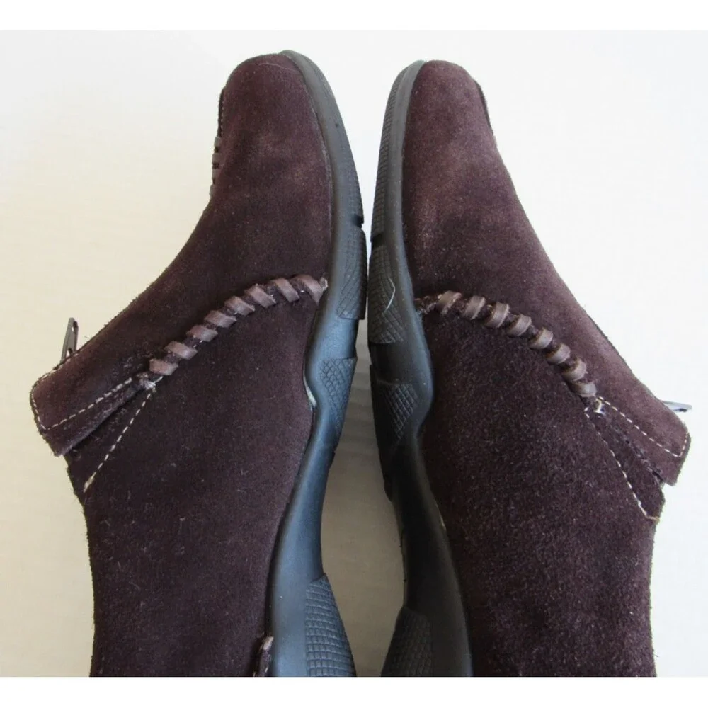 Natural Soul Dark Brown RIGG Slip On Front Zip Suede Leather Loafer Size 8M